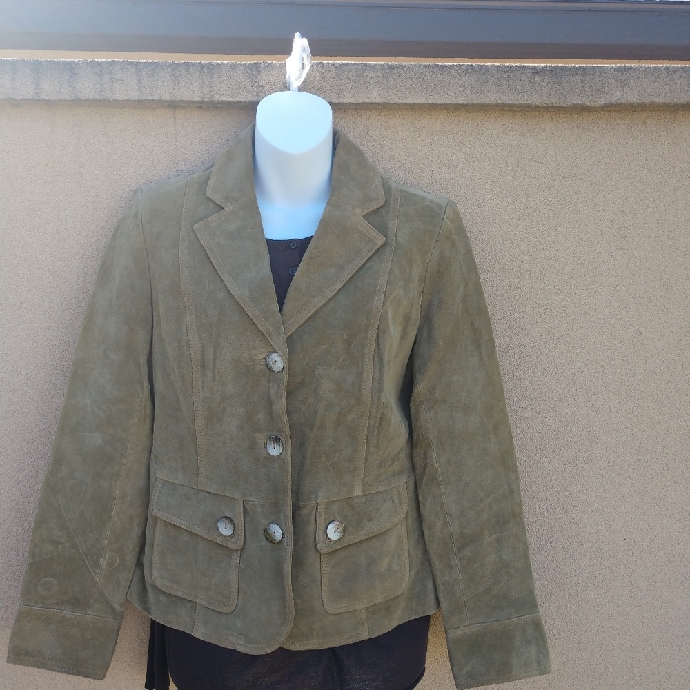 B Collection Moss Green Leather Jacket